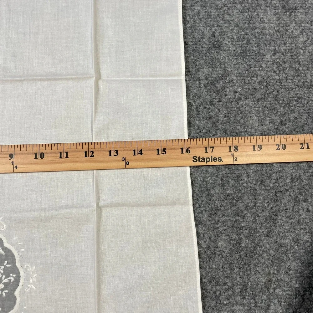 Handarbeit Antique Guest Towel White Floral Embroidered Linen Vintage Victorian